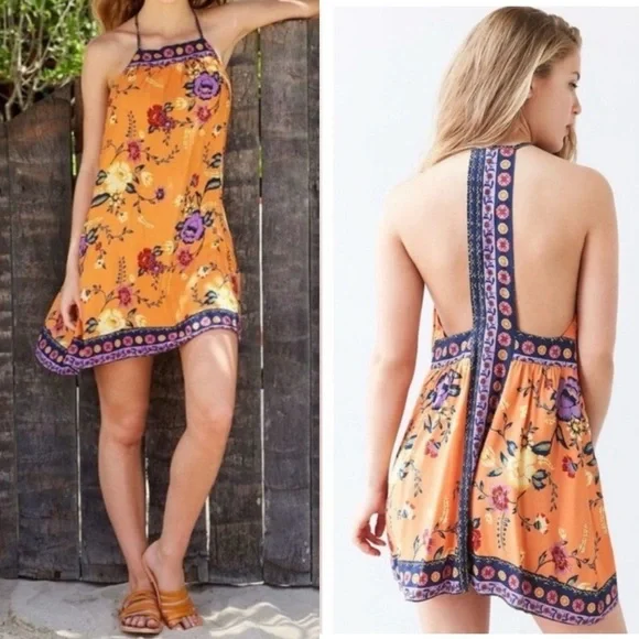 Ecote Urban Outfitters Gigi Blue and White Sleeveless T Back Mini Dress Size XS - Picture 4 of 15